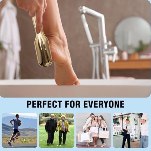 2 Pcs Veinsgrain Foot File, Nano Glass Foot File Hard Skin Remover with Non-Slip Ergonomic Handle, Professional Foot Care Tools for Smooth Feet(Gold+Blue)