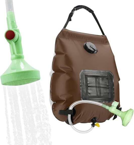 Solar Shower Bag | 5 Gal/20L Solar Heating Camping Shower Bag | Removable Hose | On-Off Switchable Shower Head | Ducha Portatil | Traveling Shower | Portable Shower for Beach Swimming, Hiking