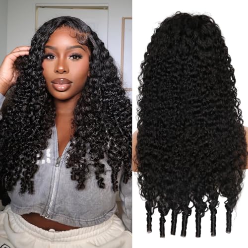 13x6 Lace Front Wigs Human Hair Burmese Curly Wig for Black Women 250 Density Water Wave Pre Plucked Transparent Lace Frontal 100% Human Hair Wigs with Spiral End Natural Color 24inch