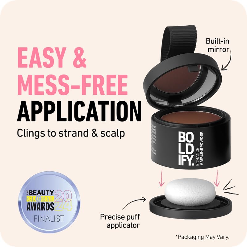 BOLDIFY Hairline Powder (LARGE, 10g) - Root Touch Up Hair Color for Gray Coverage - Bald Spot Concealing Hair Powder for Women & Men - 48-Hour Stain-Proof - Ash Brown