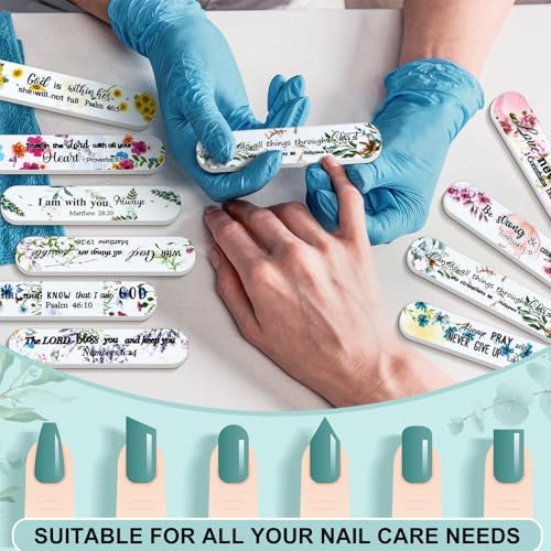 50 Pack Christian Gifts for Women Bulk Church Bible Verse Nail Files Floral Scripture Emery Boards Christian Religious Gift Nail Files for Employee Appreciation Teacher Staff Coworkers Women
