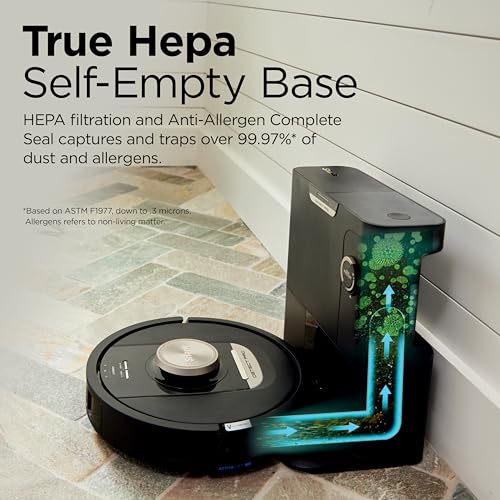 Shark RV2820AE Detect Pro Self-Empty Robot Vacuum with Bagless, 60-day Capacity HEPA Base, 3 Detect & React Technologies, Auto Deep-Clean on Carpets and Hardfloors, NeverStuck Tech, Wi-Fi Black/Bronze