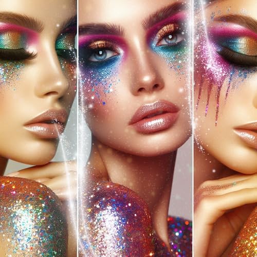 32 Colours Glitter Eyeshadow Palette, Make-Up Palette, Face and Body Glitter, glitter tattoos, festival accessories, Glitter Artistry Palette, Eye Shadow pallets for Women Girls Kids