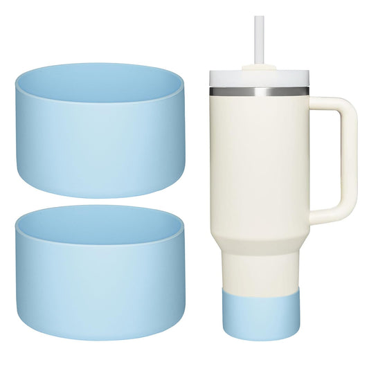 2 Pcs Tumbler Bottom Protector Boot for Stanley Quencher Adventure 40oz & Stanley IceFlow 20oz 30oz and Compatible with Hydro Flask 12oz 21oz 24oz Stealth Landing (Bluex2)