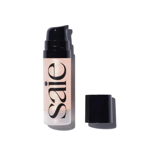 Saie Mini Glowy Super Gel Lightweight Illuminator - Luminizer + Makeup Primer for Glowing Skin - Enriched with Vitamin C + Hydrating Squalane Oil - Roseglow (0.5 oz)
