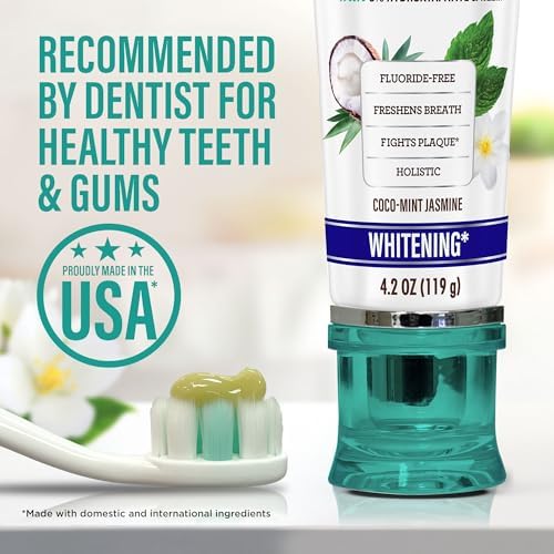 GuruNanda Hydroxyapatite Toothpaste, SLS & Fluoride Free (4 Pack), Whitening Toothpaste - Freshens Breath, Fights Plaque - with 2 Toothbrushes, 2 Tongue Scrapers & 2 Tube Squeezers