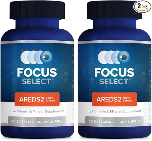 Focus Select AREDS2 Based Eye Vitamin-Mineral Supplement - AREDS2 Based Supplement for Eyes (60 ct. 30 Day Supply) - AREDS2 Based Low Zinc Formula - Eye Vision Supplement and Vitamin