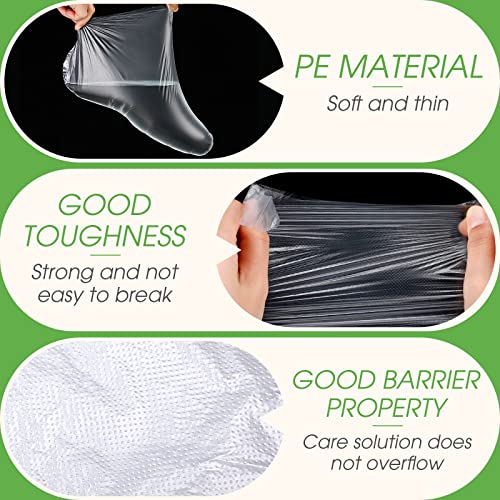 1500 Pcs Disposable Plastic Foot Covers for Feet Paraffin Bath Liners for Foot Pedicure Foot Moisturizing Socks Spa Feet Care Hot Wax Therapy Booties Bags Covers with Stickers for Snug Closure