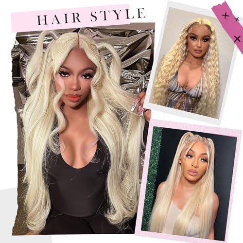 28 Inch 613 13x6 Lace Front Wig Human Hair 200 Density Blonde Wig Human Hair 613 Body Wave Blonde HD Lace Front Wigs Human Hair Pre Plucked 613 Lace Frontal Wigs