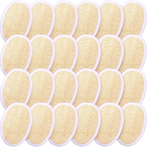 Boao 24 Pcs Loofah Pack Loofah Pads Bulk for Facial Exfoliating Body Bath Shower Mini Sponge Pads Natural Scrubber Brush for Men Women Spa and Travel