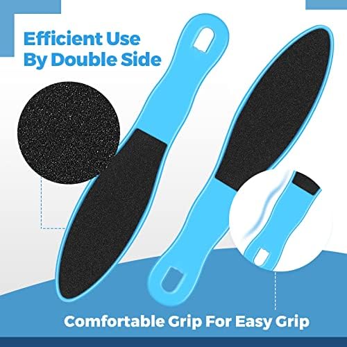 100 Pcs Pedicure Foot File Double Sided Callus Remover Sandpaper Foot Sander Scraper Scrubber with Plastic Handle Heel Rasp Tool for Feet Spa(Blue)