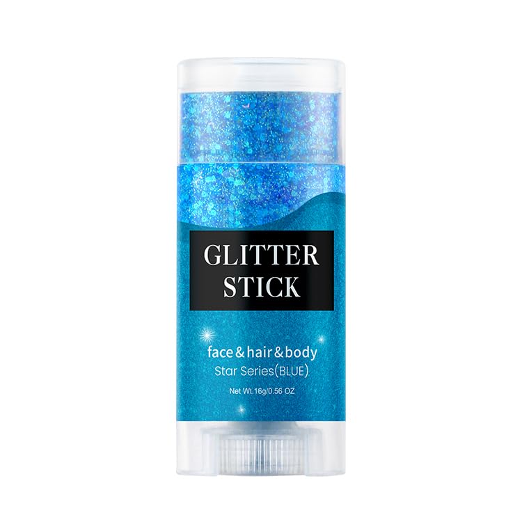 Blue Body Glitter Stick,Holographic Sequins Paint Sparkling Face Glitter for Women Face/Body/Hair/Eyes/Lip Glitter Makeup.