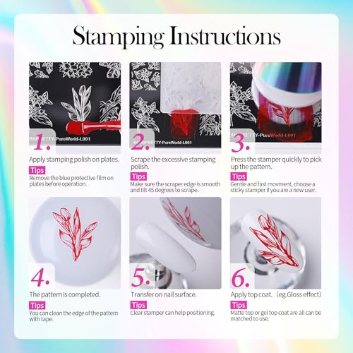 Born Pretty Nail Stamping Polish, 12 Colors Neon Metallic Effect Fingernail Stamp Polish Set Manicure Print Nail Polish for Stamping Plates Bulk Gift Collection 10ml 0.34fl oz Ideal Gifts