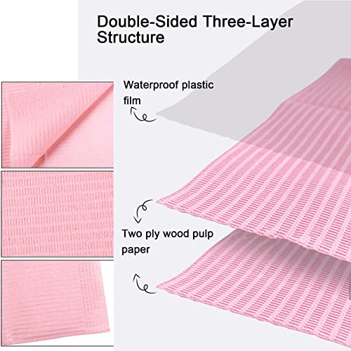 125PCS Disposable Nail Art Table Towels Mat 13" X 17" Waterproof 3 Ply Nail Art Mat Paper Sheet Clean Pads Tattooing Table Mat Nail Table Cover Tattoo Supplies (Pink)