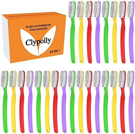 Hard & Firm Toothbrush Stiff Bristle Brush for Smokers Oral Care Teeth Whitening Cleaning for Adult Travel Pack of 24