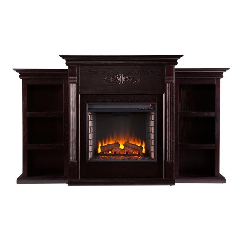 SEI Furniture Tennyson Bookcases Electric Fireplace, Espresso