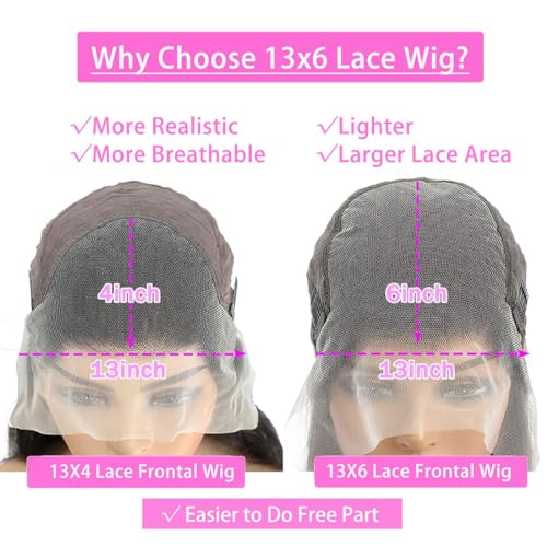 13x6 Deep Wave Lace Front Wigs Human Hair 180 Density, 30 Inch Curly Lace Frontal Wig Human Hair Pre Plucked with Baby Hair (30inch, 13x6 Curly Wig)