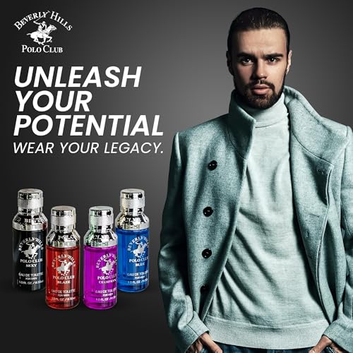 Beverly Hills Polo Club Men's Collection 4-Cologne Gift Set with Deluxe Tin Gift Box (Colognes may vary)