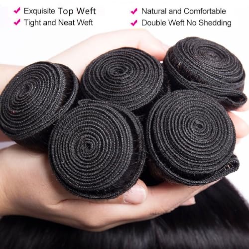 10A Straight Bundles Human Hair 16 18 20 Inch 100% Unprocessed Virgin Brazilian Straight Human Hair Weave 3 Bundles Natural Black Color