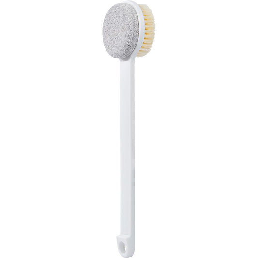 Beomeen Pumice Stone and Shower Brush with Long Handle, Hard Skin Callus Remover, 2 in 1 Foot Scrubber, Back Scrubber for Shower Deep Cleansing and Exfoliation, Dry Brushing Body Brush (Straight)