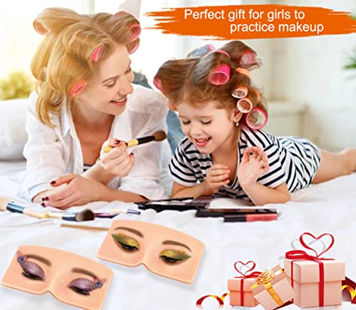 3D Reusable Makeup Mannequin - Practice Face Board with Eyeshadow Palette for Makeup Artists & Beginners