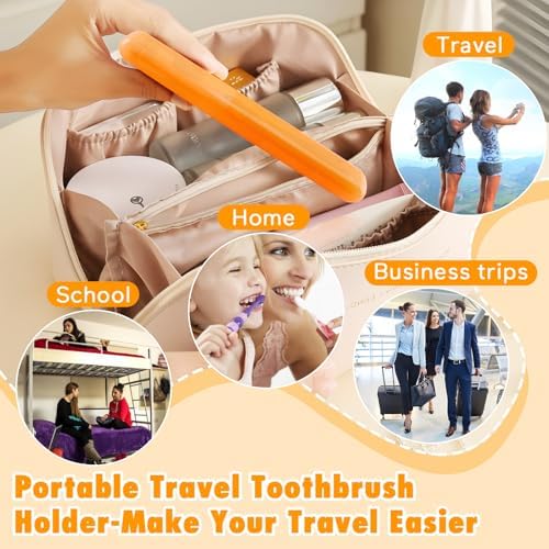 HOFASON 48PCS Large Travel Toothbrush Case Holder, Toothbrush Holders Bulk, Kids Classroom Plastic Pencil Case 8x1.2x0.8 inches, Portable Toothpaste Case Cover Protector for Travel Use (6 Colors)