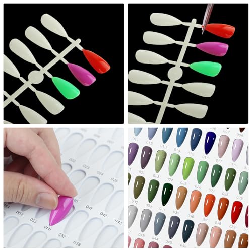 160 Nail Color Book,with 240 Nail Tips & 1-200 Number Stickers Labels,Professional Color Swatches Book for Polish UV Gel(White)