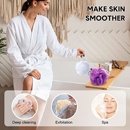 50 Pack Loofah Sponge Bath Sponge Shower Loofah Mesh Shower Ball Bath Pouf Wash Body Puff for Women Men, 30 g (Multicolor)