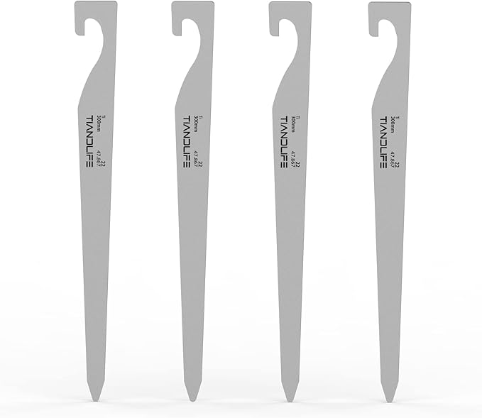 Tent Stakes,Titanium Tent Pegs, L 11.8in/30cm Heavy Duty Camping Stakes,Rustproof, Not Easy to Bend,Essential Tent Accessories for Camping, Rain Tarps, Hiking, Backpacking