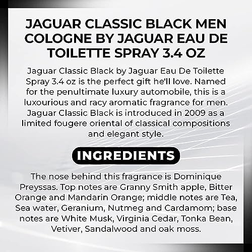 Jaguar Classic Black men cologne by Jaguar Eau De Toilette Spray 3.4 oz