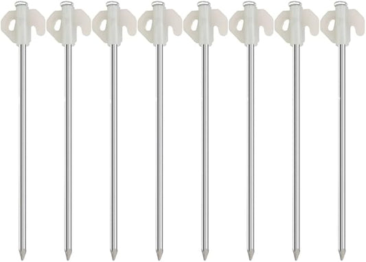 8 pack Tent Stakes Heavy Duty Metal Ground Stake Camping Nails Pop Up Pegs Luminous Garden Stable Fixed Anchor Hook for Outdoor Pile Tarp Traveling Hiking Gear Equipment 8-inch 20CM