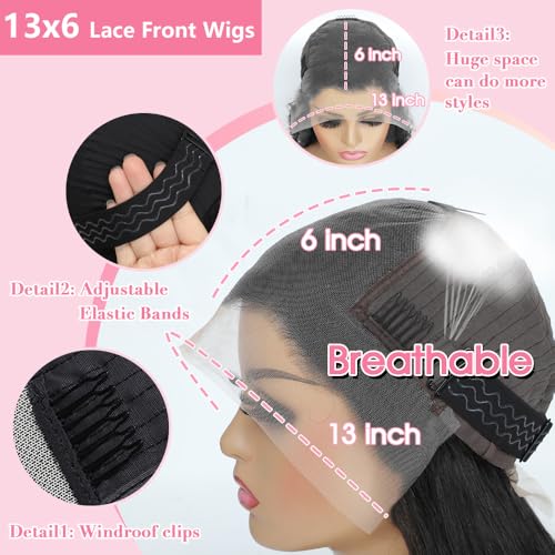 30 Inch 13x6 Lace Front Wigs Human Hair 200 Density Straight HD Lace Front Wigs Human Hair Pre Plucked with Baby Hair Glueless Wig Virgin Human Hair Lace Front Wigs for Women