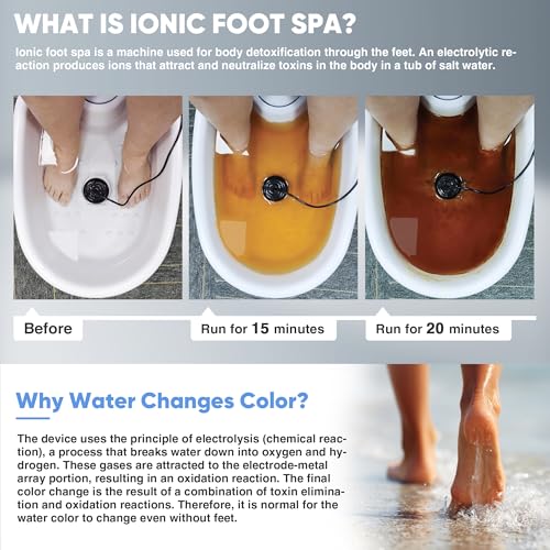Ionic Foot Bath Detox Machine, Premium Ion Foot Spa for Home Use, Includes 3 Sea Salts (Original/Rose/Lavender), Basin, 2 Ion Arrays & Accessories, Perfect for Parents/Seniors/Partner/Self, White