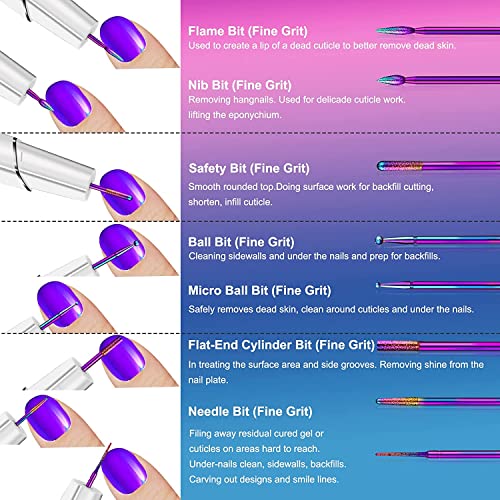 25Pcs Nail Drill Bits Set with Portable Holder, 3/32 Inch Ceramic Diamond Carbide Cuticle Efile Remover Nail Drill Bit for Home Salon Acrylic Gel Polish Manicure Pedicure