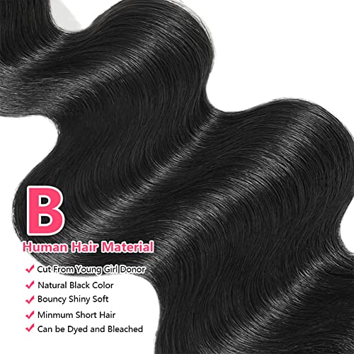 10A Brazilian Body Wave Bundles 20 22 24 Inch Human Hair Bundles 100% Unprocessed Virgin Hair Body Wave 3 Weave Bundles Deals Human Hair 1B Natural Black