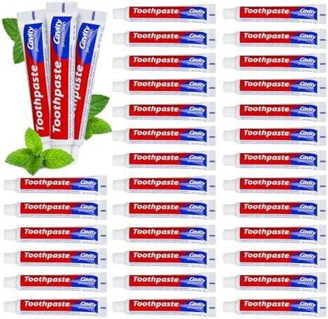 100 Tubes Extra Small Travel Size Toothpast Bulk,0.35 oz/10 Grams Mint Small Disposable Toothpaste 0.8x3.5 inches Single Use Bulk Toothpaste Travel Size for Hotel,Camping,Homeless,Guests