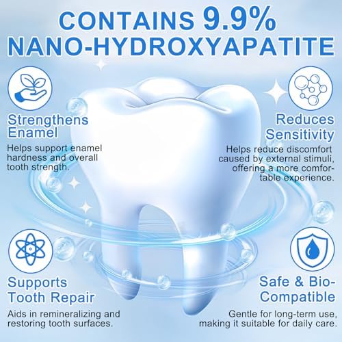 2PCS 9.9% Hydroxyapatite Toothpaste for Enamel Repair and Tooth Strengthening, Nano Hydroxyapatite Remineralizing Toothpaste, Fluoride Free Gentle Whitening Tooth paste for Sensitive Teeth, Fresh Mint