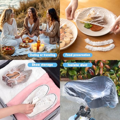 300 Pcs Disposable Shower Caps, 20.5In Large Plastic Bath Caps for Hair Treatment, Spa, Home, Kitchen, Hotel, Travel