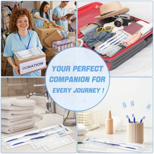 200 Prepasted Disposable Toothbrushes with Dental Floss Individually Wrapped Pre Pasted Toothbrushes Soft Bristle Travel Tooth Brush Single Use Wrapped for Hotel, Camping, Travel, Homeless