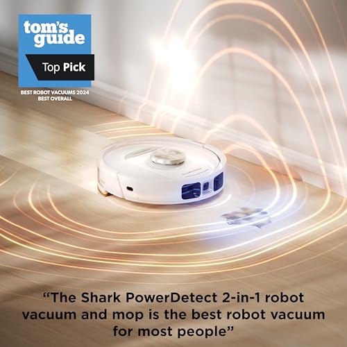 Shark Robot Vacuum & Mop Combo, PowerDetect NeverTouch Pro,Self-Emptying,Self-Refill with Self-Clean Pad Wash & Dry, 60-Day Debris Capacity,30-Day Refill Tank, 5PowerDetect Technologies,White,AV2800ZE