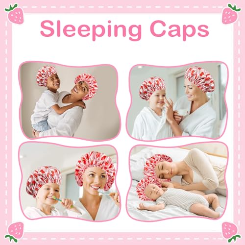 2 PCS Baby Bonnet Set,Satin Bonnet for Sleeping,Silk Bonnet for Kids and Women,Drawstring Adjustable Hair Bonnet for Women Girl Kids Toddler Sleeping Caps,2PCS(Pink)