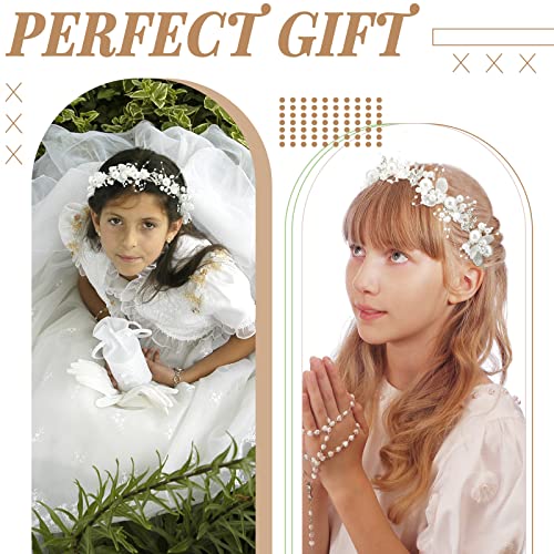 2 Pcs Flower Girl Headpiece Rhinestone Crystal Wedding Headband Bridal Flower Headband for Girls Baby Hair (Silver)