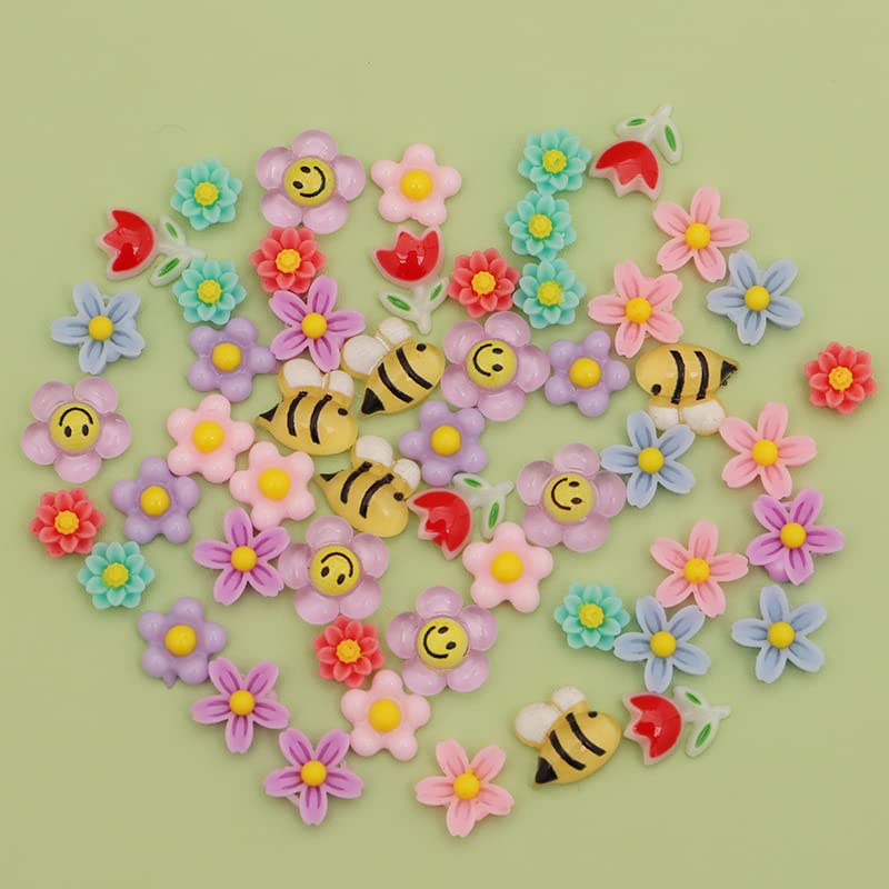 1 Pack of 250pcs Cute & Sweet 3D Nail Charms for Acrylic Nails, Perfect for Nail Art Decorations & DIY Accessories Crafts，Flower Bee Pineapple Bear Charms for Nail (#1-multi-color)