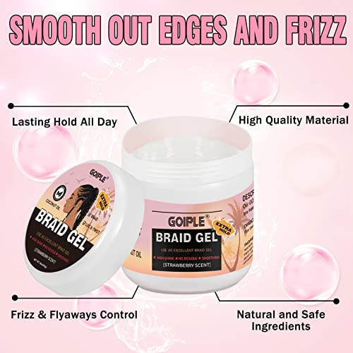16oz Big Capacity Braid Gel Good for Twist, Locs, Braids, Edge No Flake Extra Hold High Shine Braiding Gel & Edge Control, Loc Gel Long Lasting for Locks, Cornrows Smooths & Tames Frizz