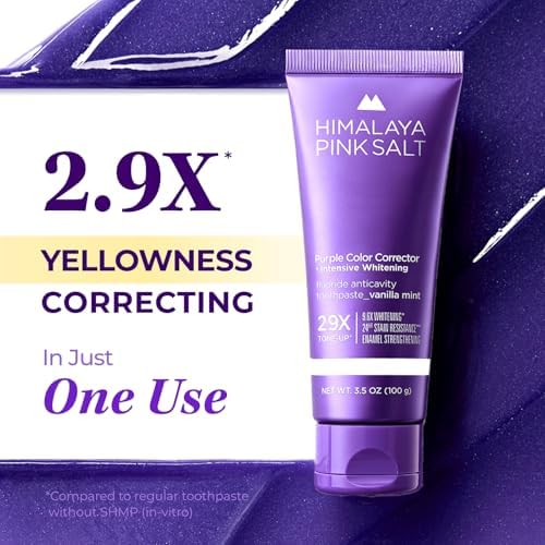 HIMALAYA PINKSALT Purple Whitening Toothpaste, 3.5oz - Deep Stain Remover Toothpaste, Helps Remove Tea and Wine Stains, Plaque Remover for Teeth, Tone Up with Fluoride, Vanilla Mint