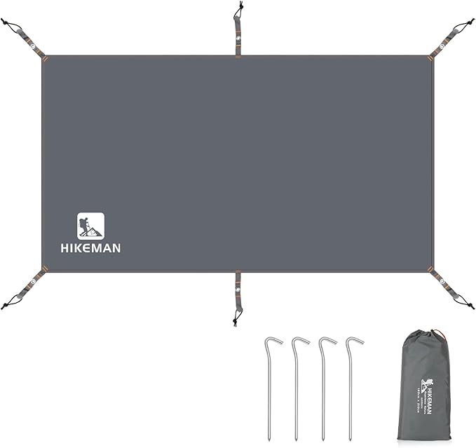 HIKEMAN Waterproof Tent Footprint Camping Tarp - Ultralight Tent Floor Saver,Multifunctional Tents Ground Sheet Mat with 4 Tent Stakes for Camping,Picnic,Hiking,Backpacking,Hammock,Beach