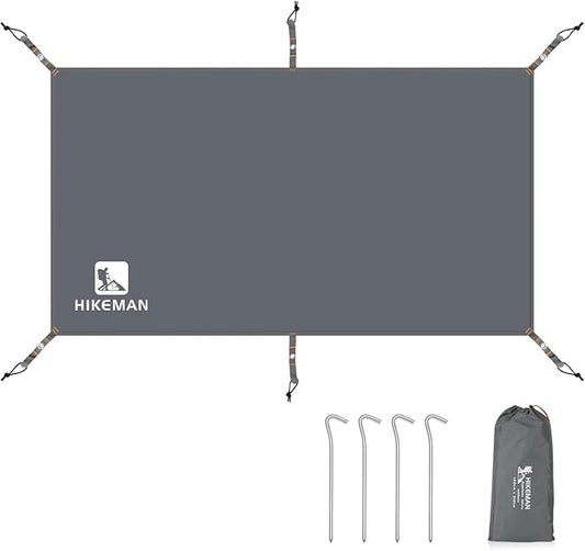 HIKEMAN Waterproof Tent Footprint Camping Tarp - Ultralight Tent Floor Saver,Multifunctional Tents Ground Sheet Mat with 4 Tent Stakes for Camping,Picnic,Hiking,Backpacking,Hammock,Beach