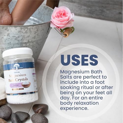 Health and Wisdom Magnesium Bath Salt - Magnesium Chloride Flakes for Bath Soak, 4X Epsom Salt Concentration, Unscented Formula, Dead Sea Sourced, Resealable Bag, Zero Additives - 88 Ounces