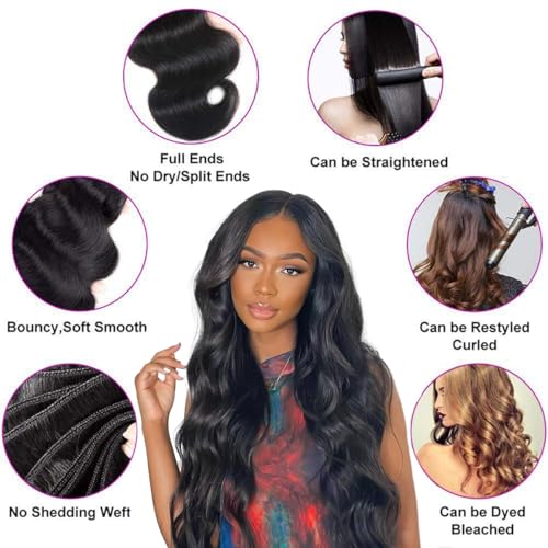 15A Raw Human Hair Bundles 18 20 22 24 Inche Body Wave Human Hair,Triple Lifespan Indian Virgin Hair,No Tangle Shedding,Multiple Washes Keep Texture Silky Soft