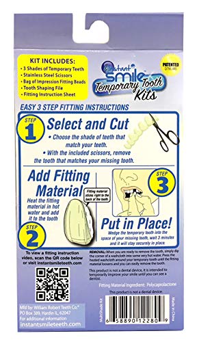 Instant Smile MULTISHADE Patented Temporary Tooth Repair Kit. A Realistic Looking Fix for a Missing or Broken Tooth.